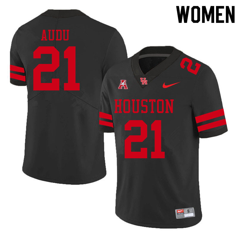 Women #21 Abdul-Lateef Audu Houston Cougars College Football Jerseys Sale-Black - Click Image to Close